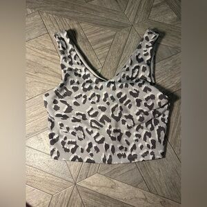 Aerie Gray Leopard Print Crop Top